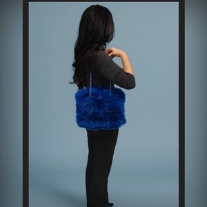 Prada Vibrant Blue Fur Shoulder Bag